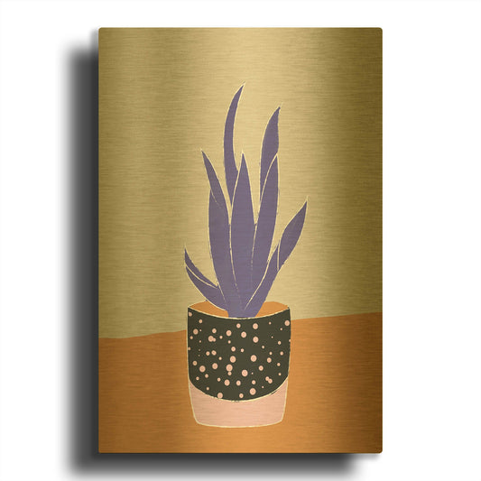 'Tropical Plant On A Pot Hot And Cold Trend' By Sabrina Balbuena Gold Metal Wall Art