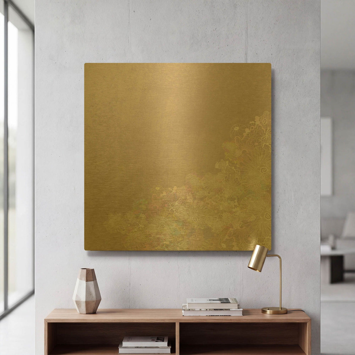 'Surf And Sand Corals 4' By Sabrina Balbuena Gold Metal Wall Art