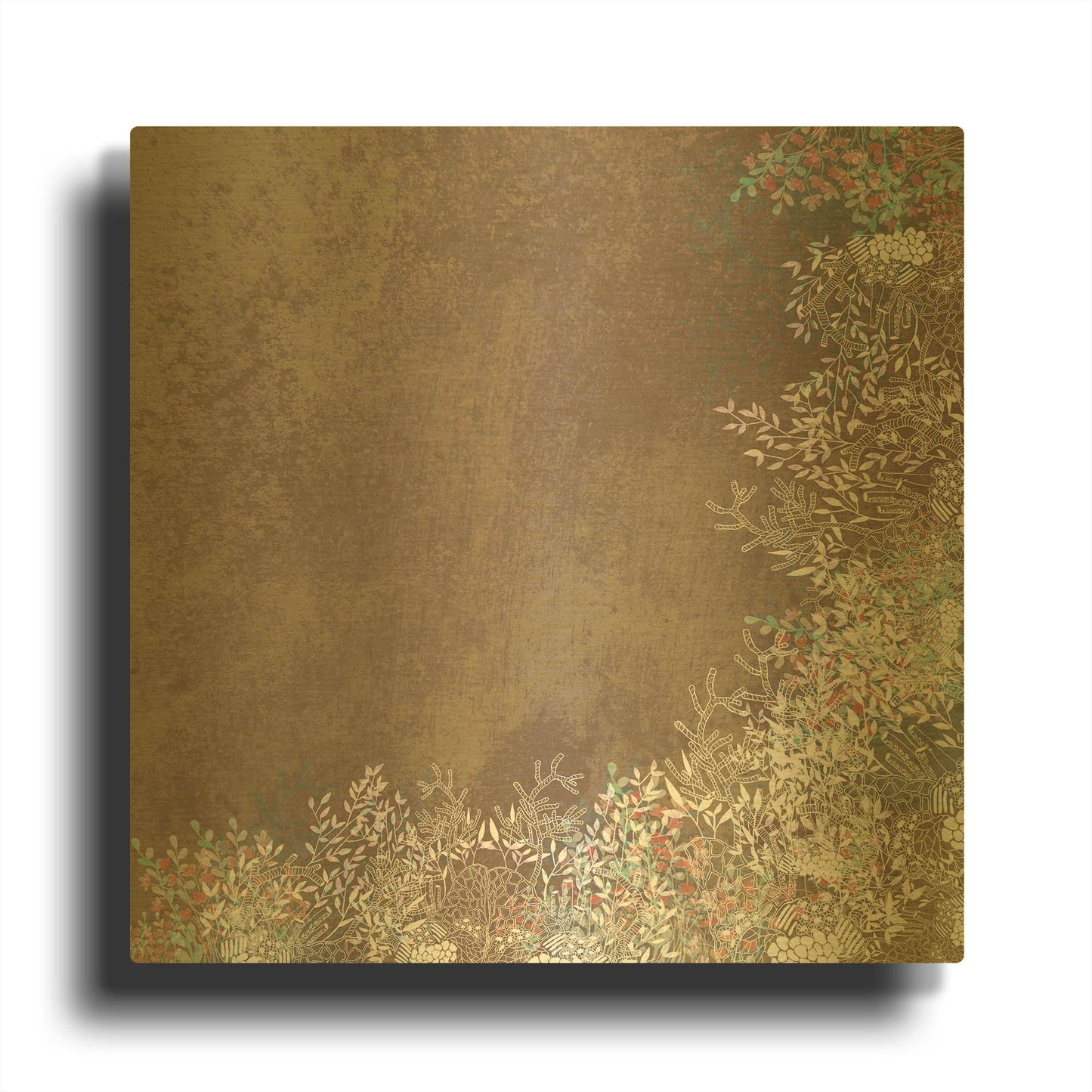 'Surf And Sand Corals 8' By Sabrina Balbuena Gold Metal Wall Art