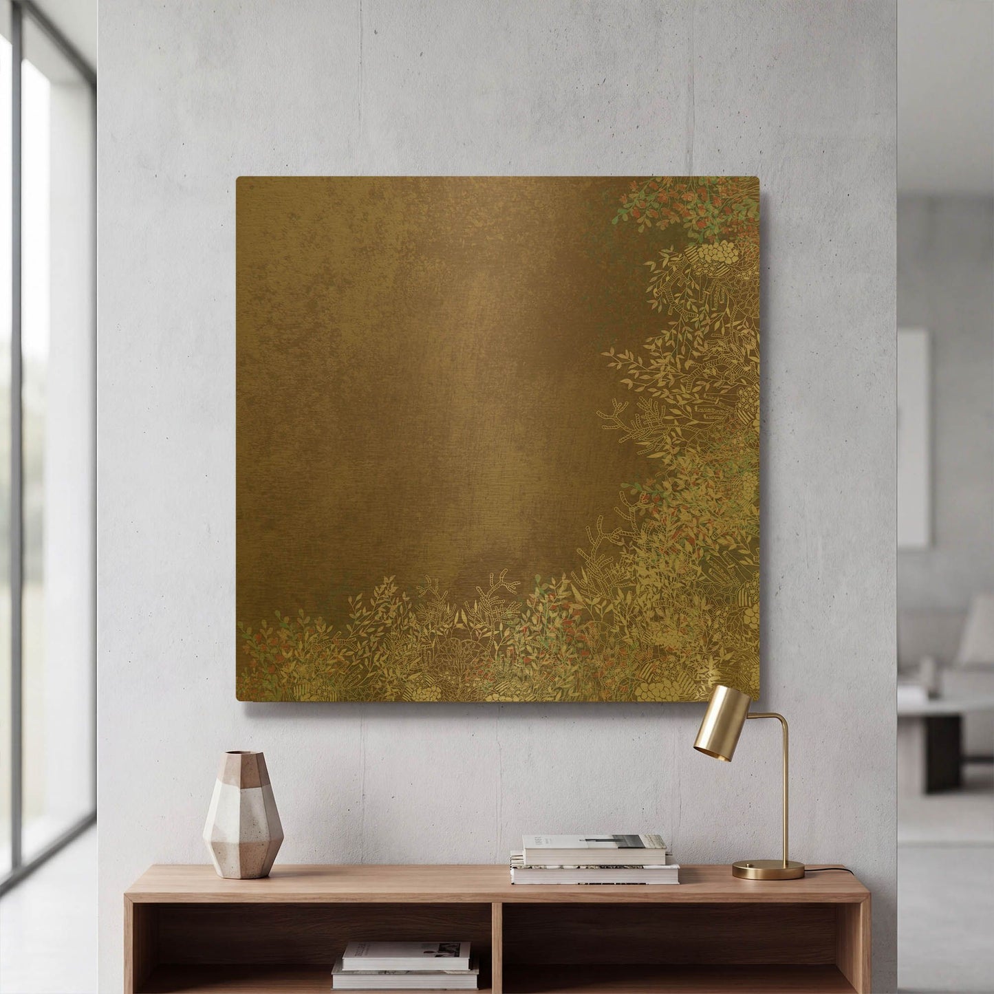 'Surf And Sand Corals 8' By Sabrina Balbuena Gold Metal Wall Art