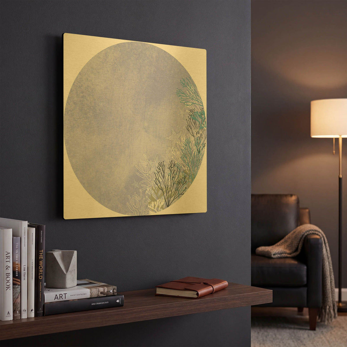 'Surf And Sand Corals 9' By Sabrina Balbuena Gold Metal Wall Art