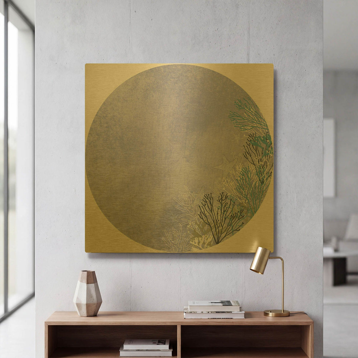 'Surf And Sand Corals 9' By Sabrina Balbuena Gold Metal Wall Art
