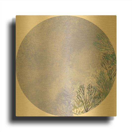 'Surf And Sand Corals 9' By Sabrina Balbuena Gold Metal Wall Art