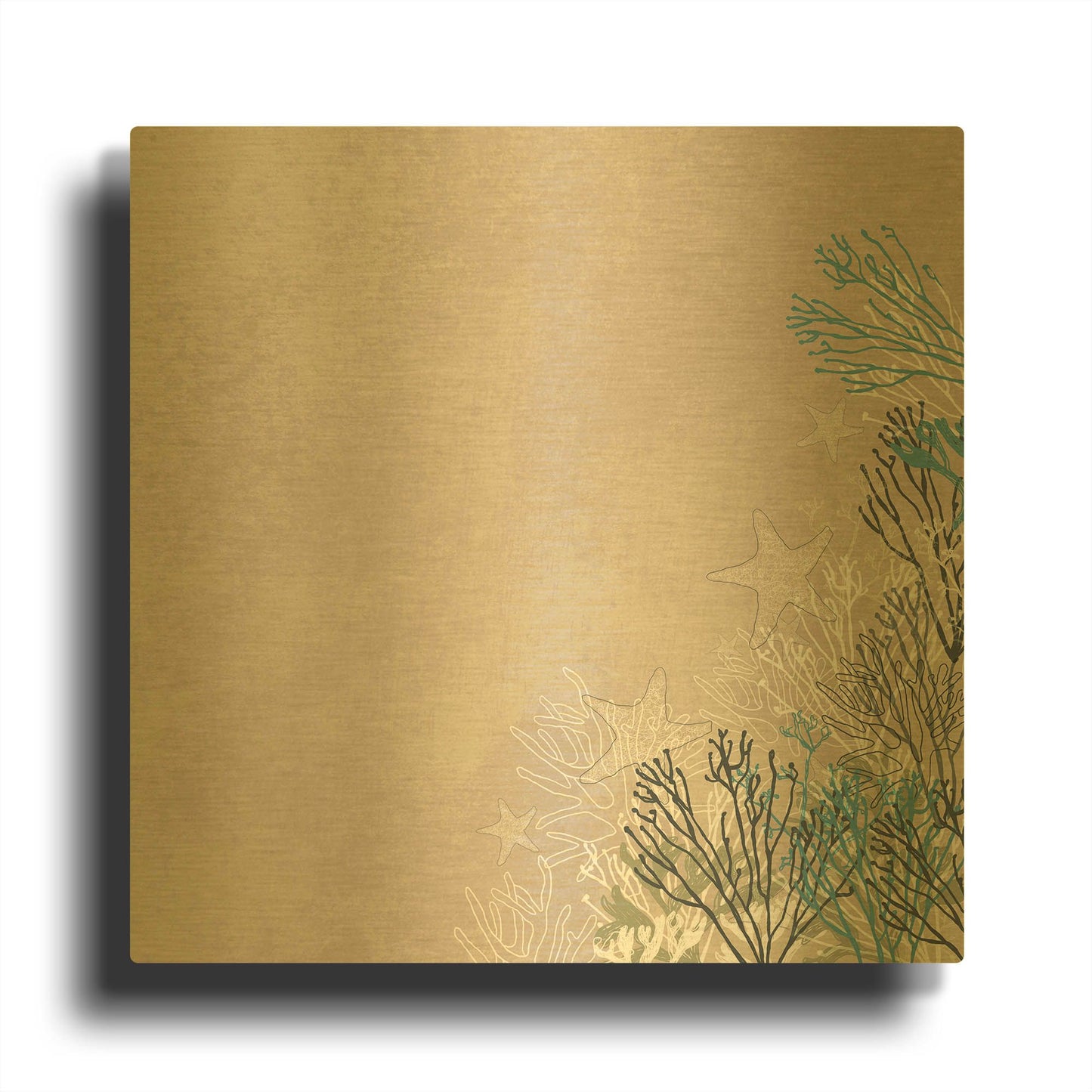 'Surf And Sand Corals 10' By Sabrina Balbuena Gold Metal Wall Art