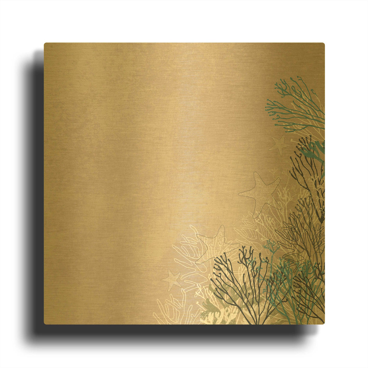 'Surf And Sand Corals 10' By Sabrina Balbuena Gold Metal Wall Art