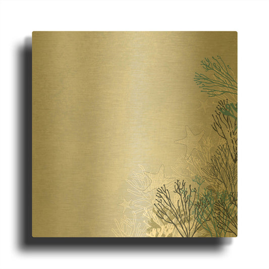 'Surf And Sand Corals 11' By Sabrina Balbuena Gold Metal Wall Art