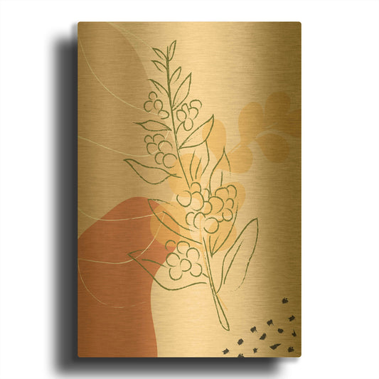 'Coffee Branch Abstract Shapes' By Sabrina Balbuena Gold Metal Wall Art