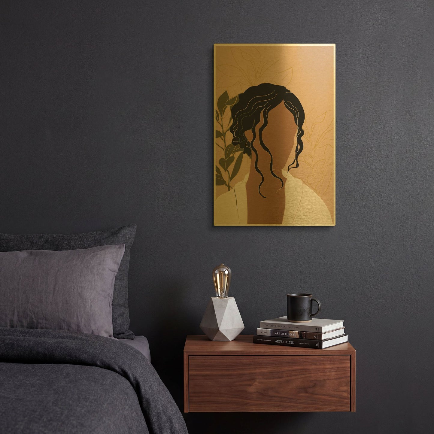 'Simple Woman Tropical Portrait' By Sabrina Balbuena Gold Metal Wall Art
