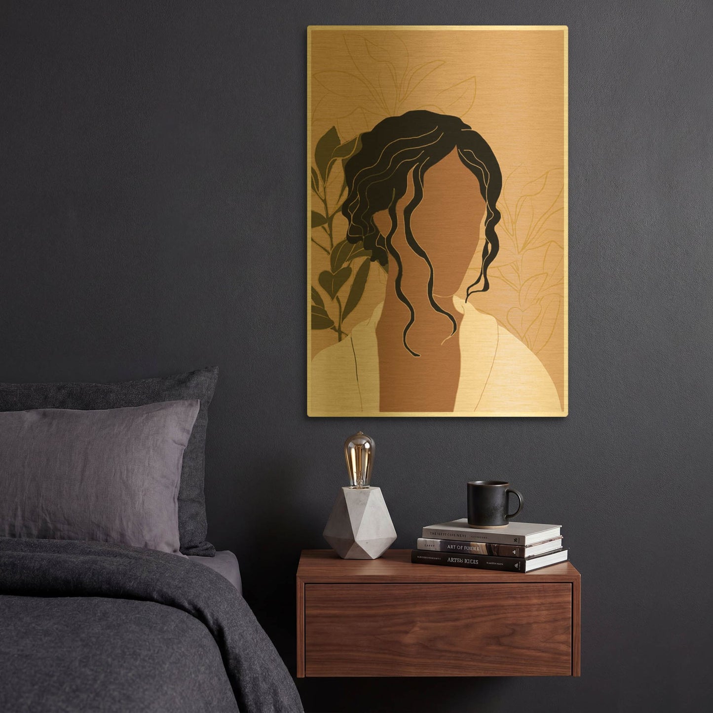 'Simple Woman Tropical Portrait' By Sabrina Balbuena Gold Metal Wall Art