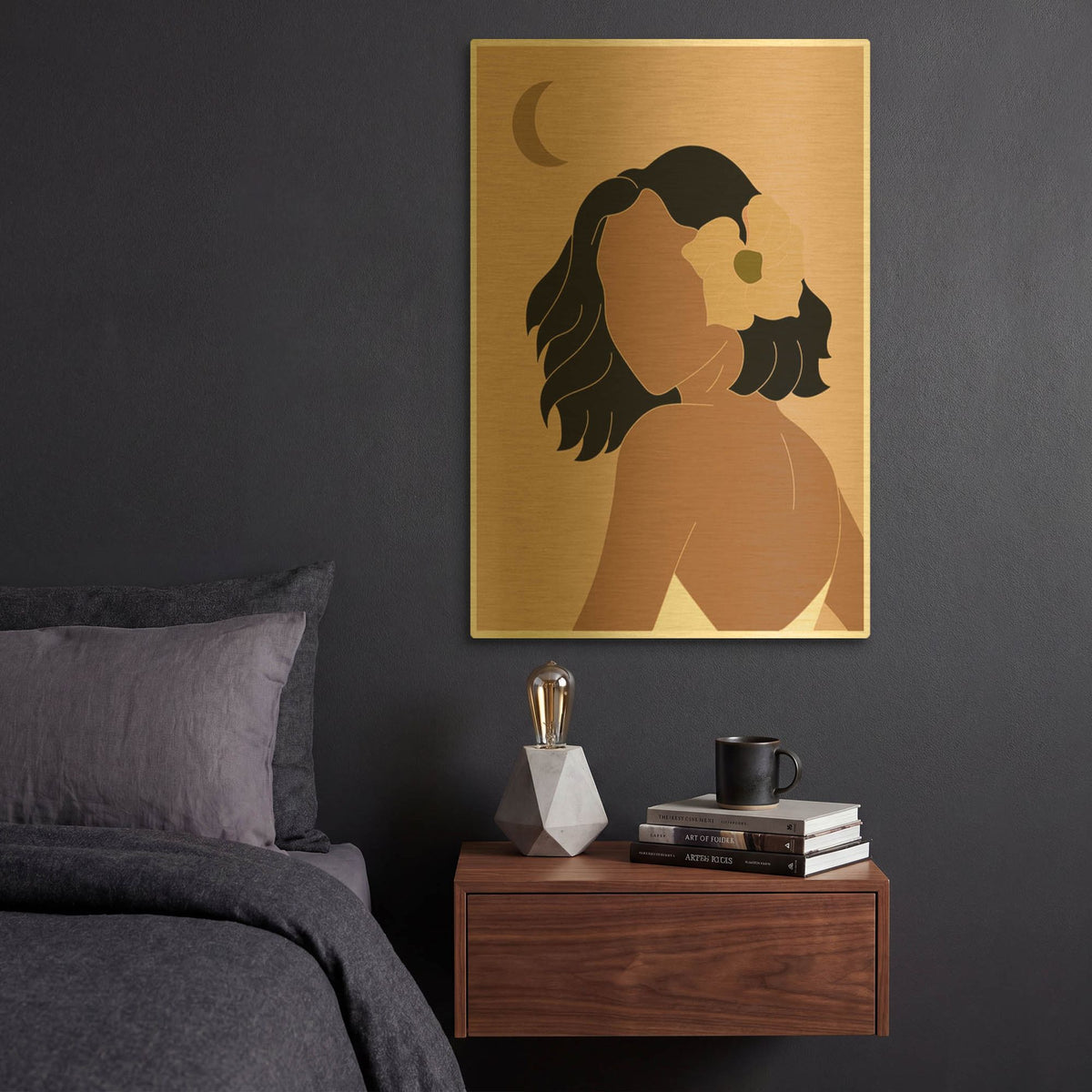 'Hawaiian Simple Woman Portrait' By Sabrina Balbuena Gold Metal Wall Art