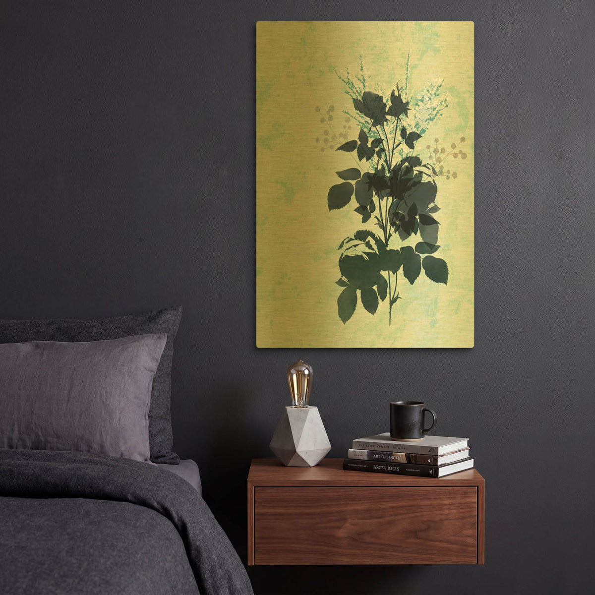 'Dry Blue Flowers' By Sabrina Balbuena Gold Metal Wall Art
