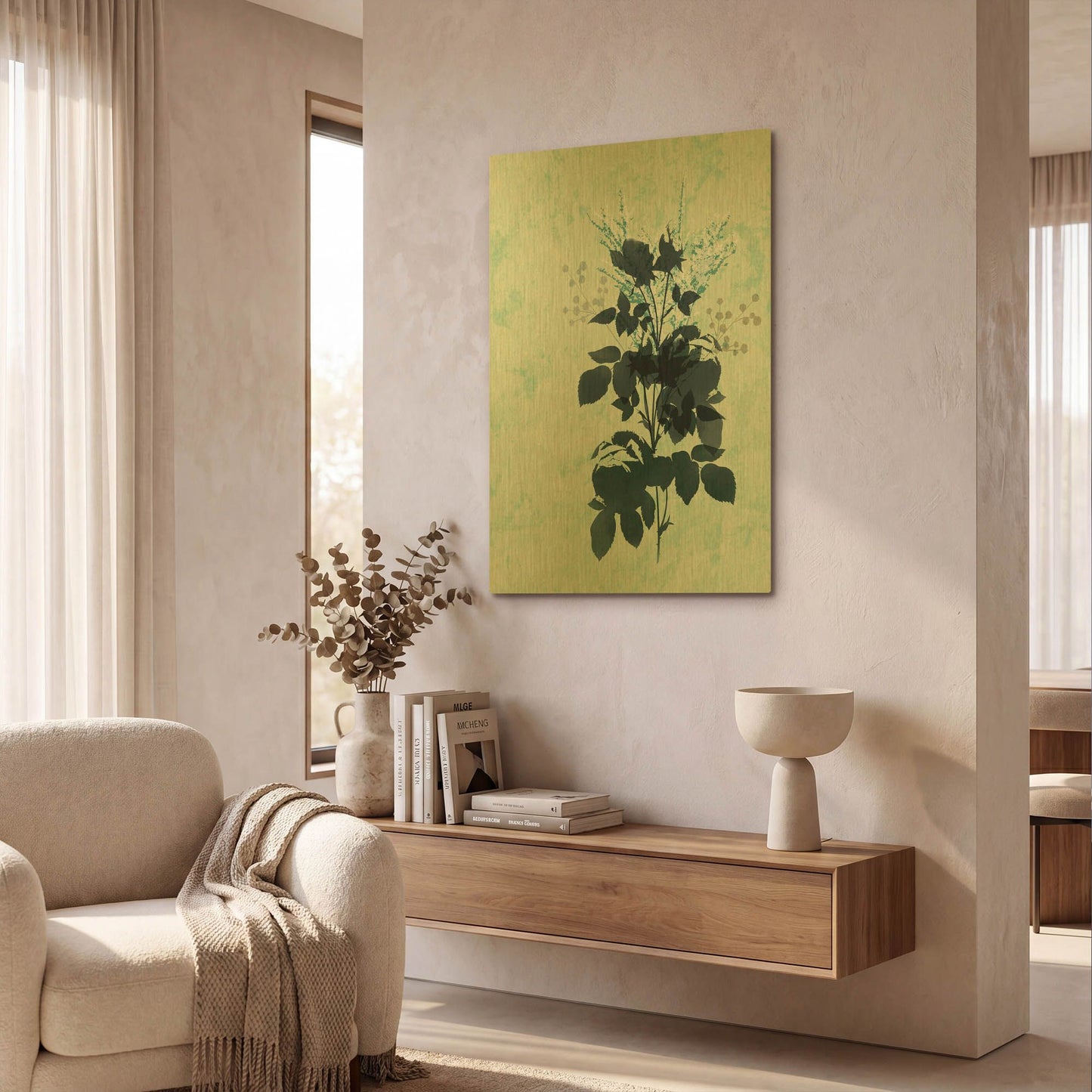 'Dry Blue Flowers' By Sabrina Balbuena Gold Metal Wall Art