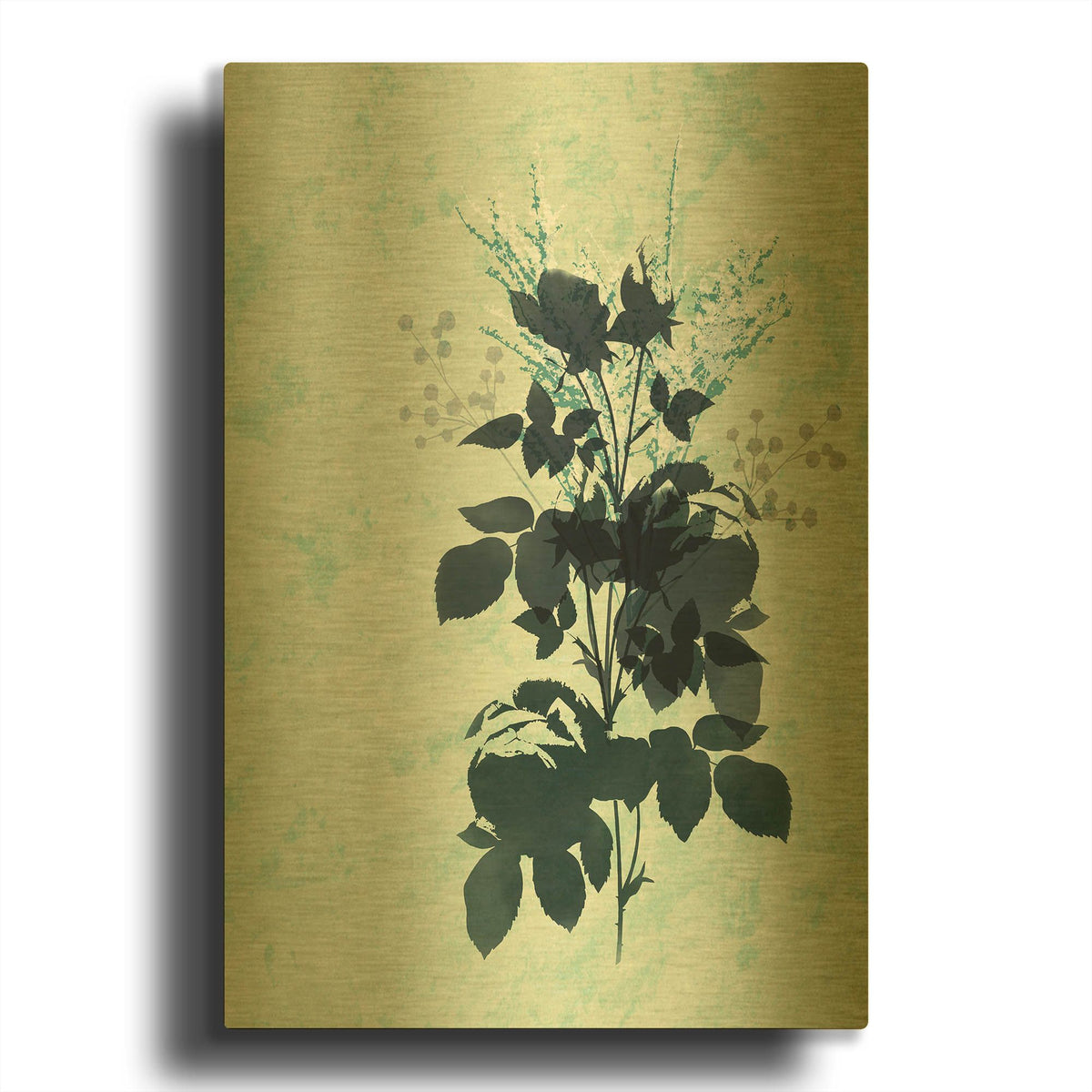 'Dry Blue Flowers' By Sabrina Balbuena Gold Metal Wall Art