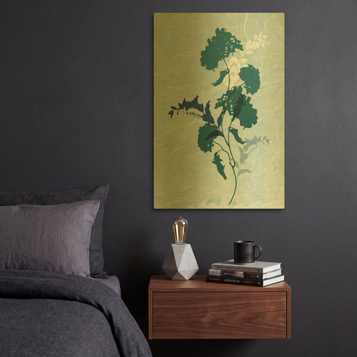 'Dry Blue Flowers 2' By Sabrina Balbuena Gold Metal Wall Art
