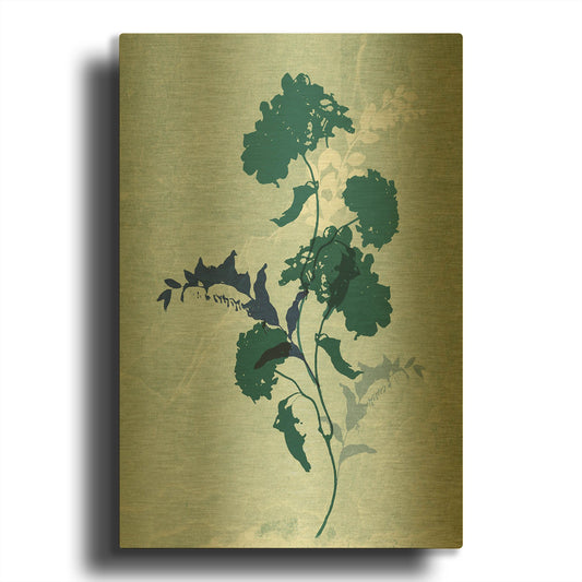 'Dry Blue Flowers 2' By Sabrina Balbuena Gold Metal Wall Art