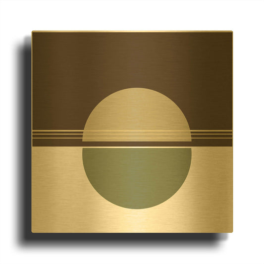 'Green Circle-Sunset' By Sabrina Balbuena Gold Metal Wall Art