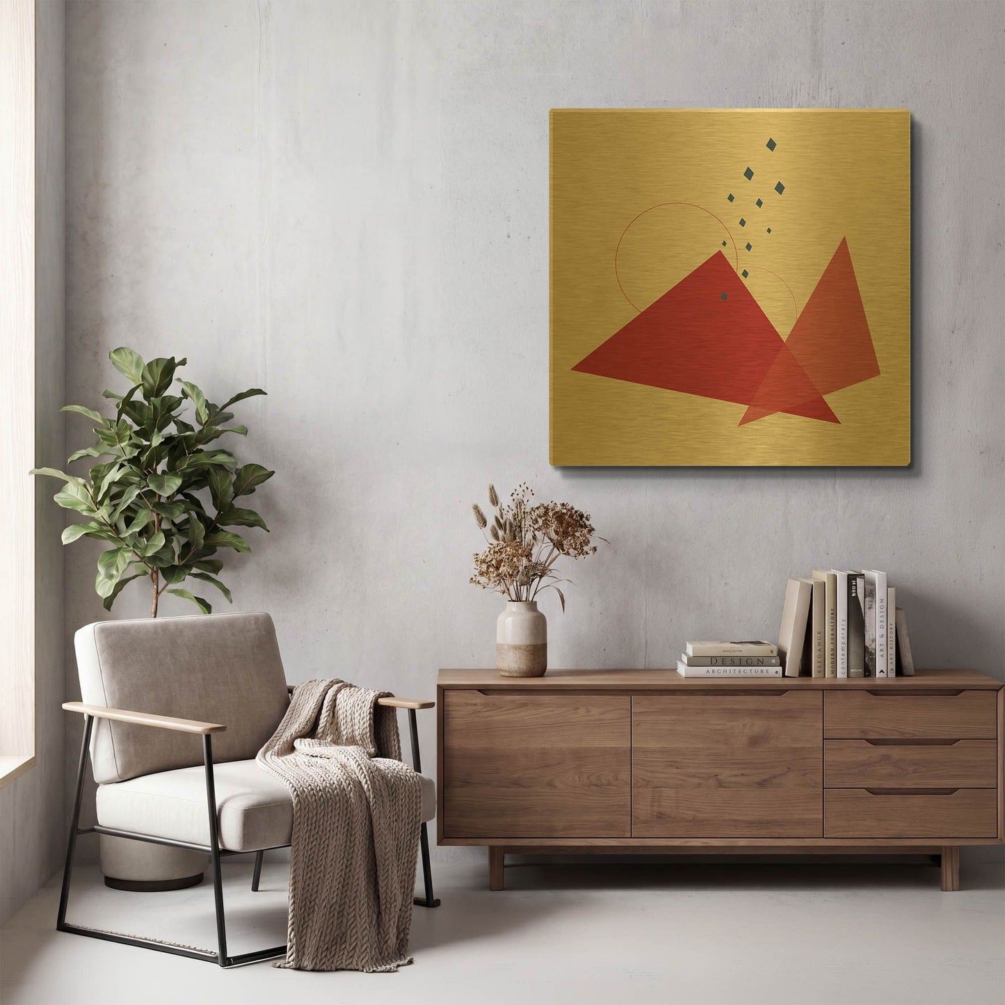 'Geometric Shapes-Meteor Shower In The Mountains' By Sabrina Balbuena Gold Metal Wall Art