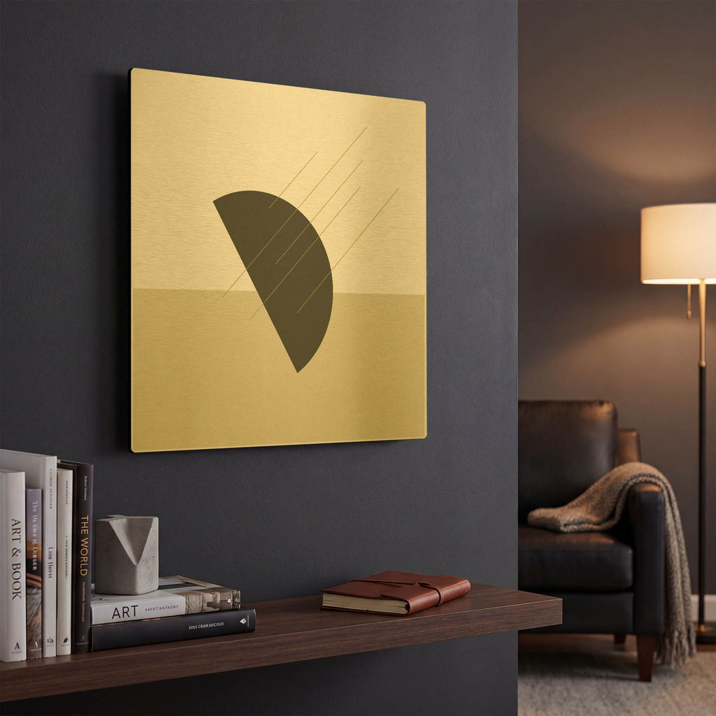 'Semi Circle-Ray Of Sunshine Green' By Sabrina Balbuena Gold Metal Wall Art