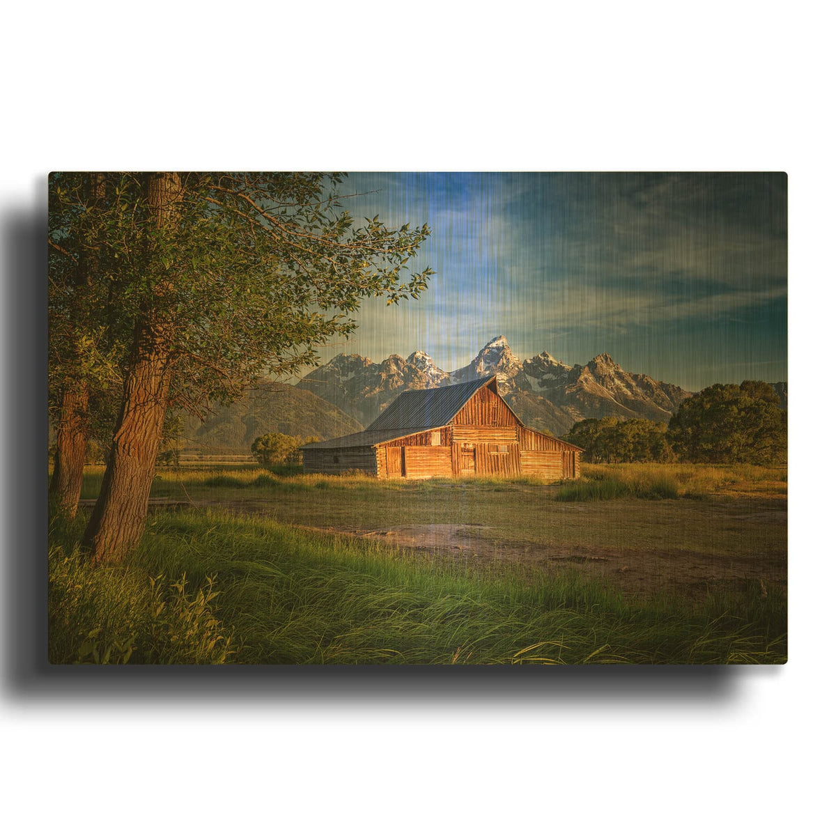 'Morning at Moulton Barn' By Rick Berk Gold Metal Wall Art