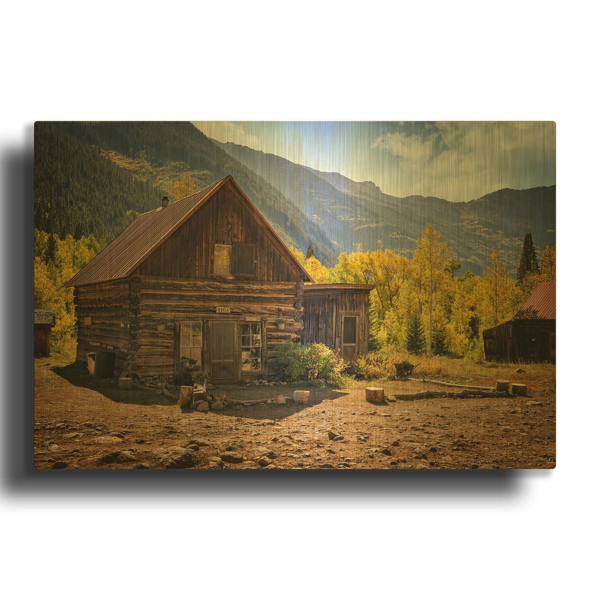 'Crystal City General Store' By Rick Berk Gold Metal Wall Art