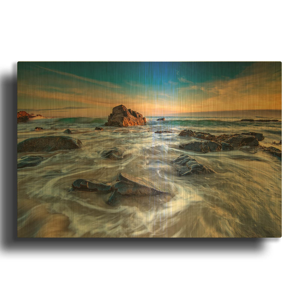 'December Morning on Marginal Way' By Rick Berk Gold Metal Wall Art