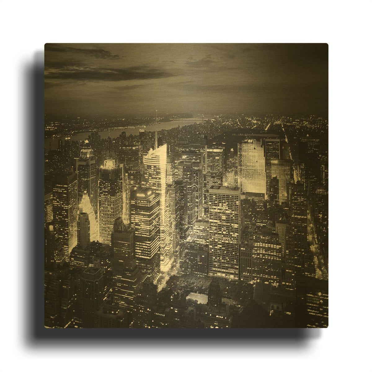 'NYC Nights' By Nina Papiorek Gold Metal Wall Art