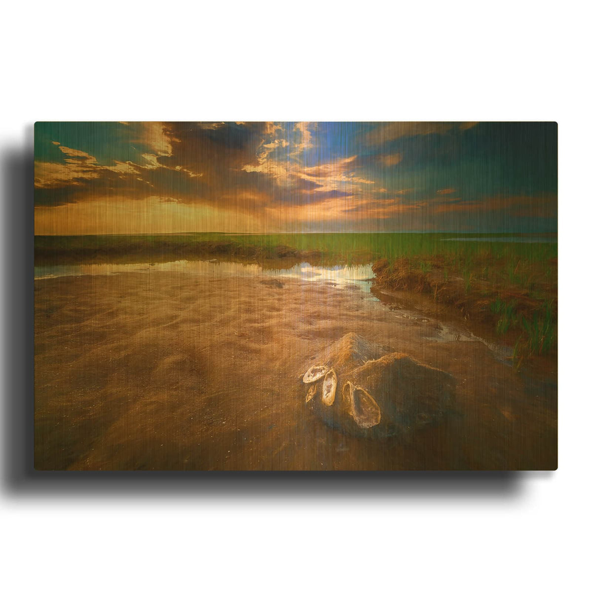 'Sunset on Paine' By Rick Berk Gold Metal Wall Art
