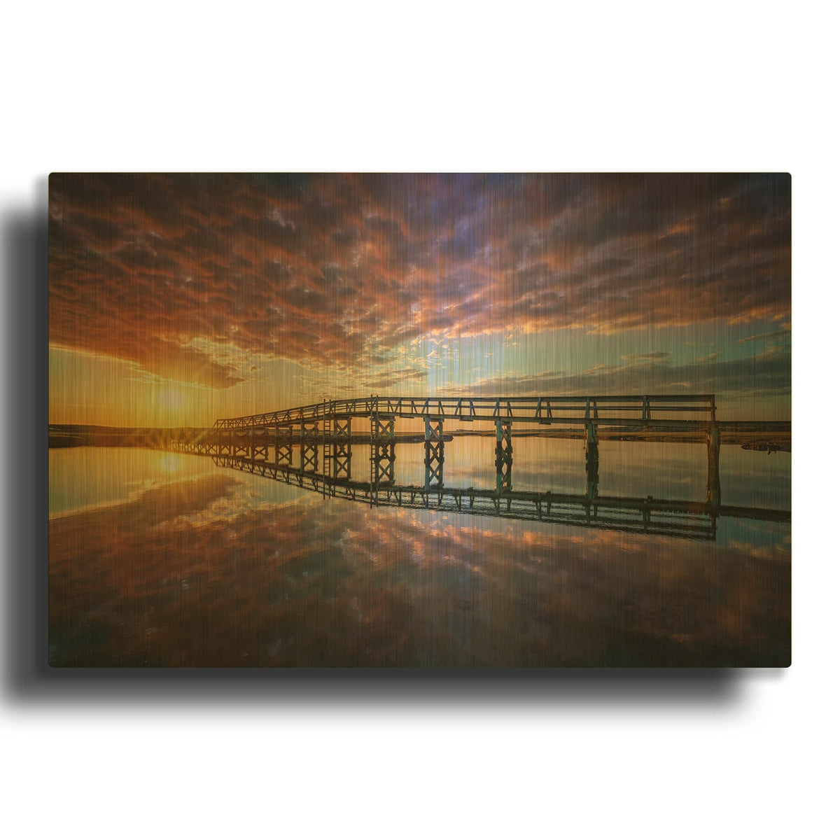 'Across the Bridge' By Rick Berk Gold Metal Wall Art