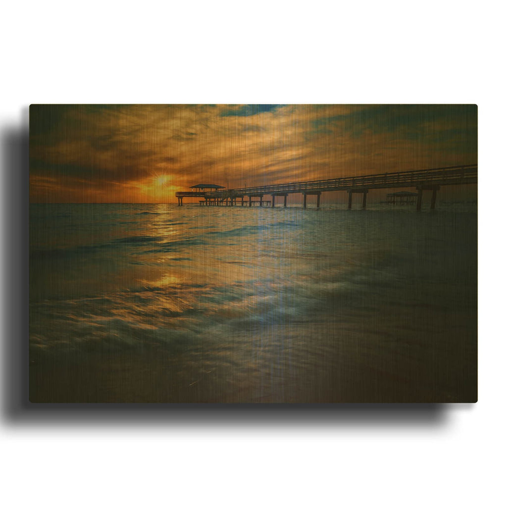 'Gulf Coast Sunset Oil Painting' By Rick Berk Gold Metal Wall Art