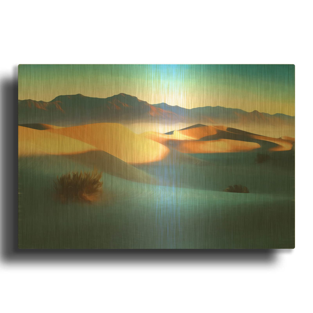 'Mesquite Dunes Oil Painting' By Rick Berk Gold Metal Wall Art