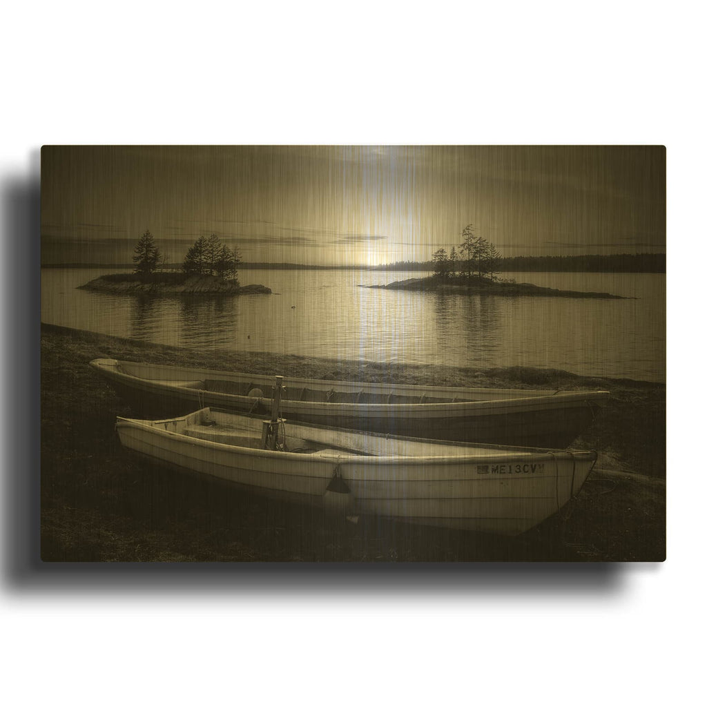 'Spring Sunset Lookout Point BW' By Rick Berk Gold Metal Wall Art