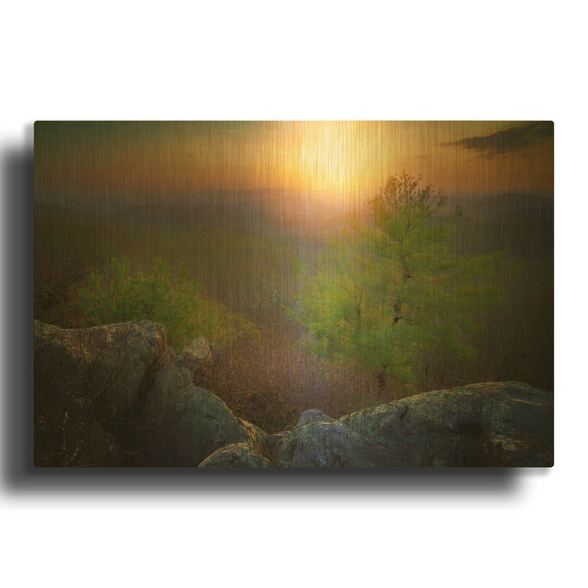'The Valley Beyond Oil Painting' By Rick Berk Gold Metal Wall Art