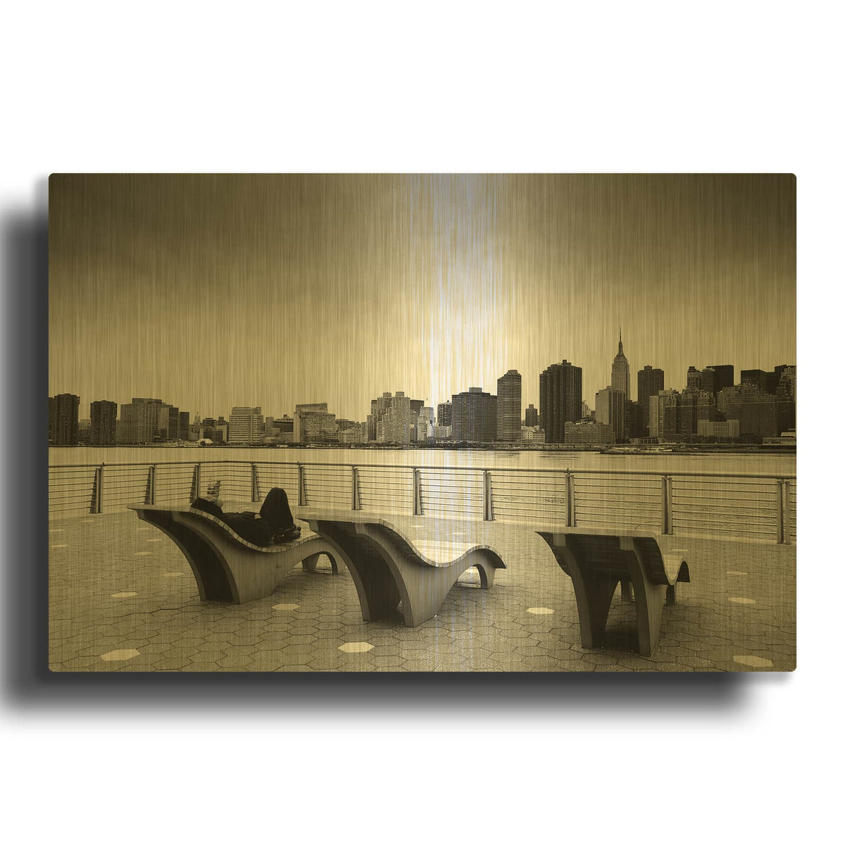 'NYC Relax' By Nina Papiorek Gold Metal Wall Art