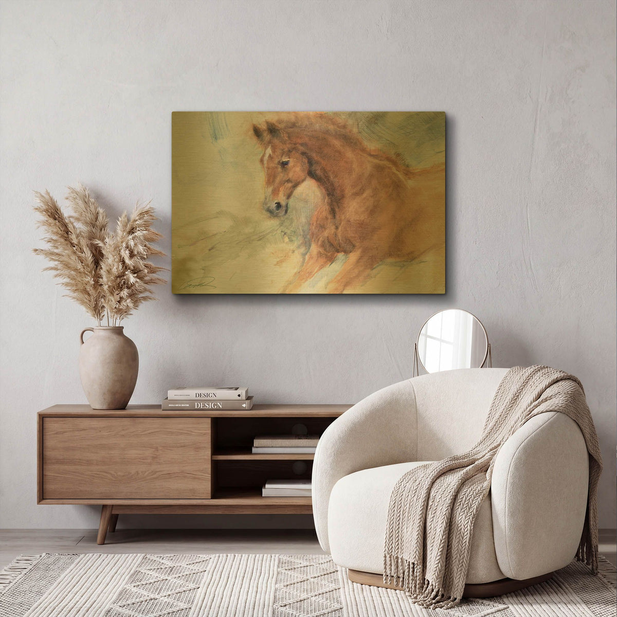 'Equine Exercise' By Robert Campbell Gold Metal Wall Art
