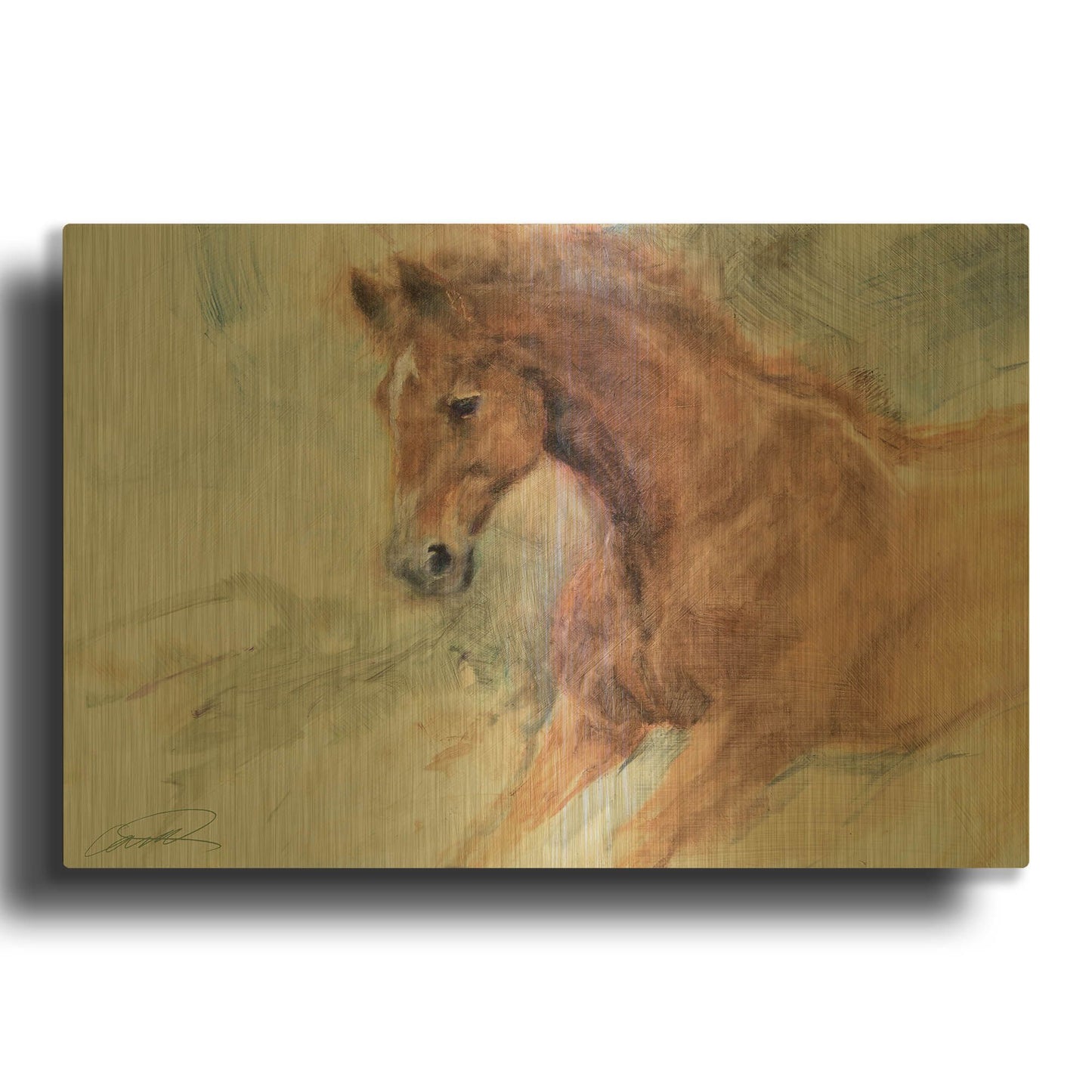 'Equine Exercise' By Robert Campbell Gold Metal Wall Art