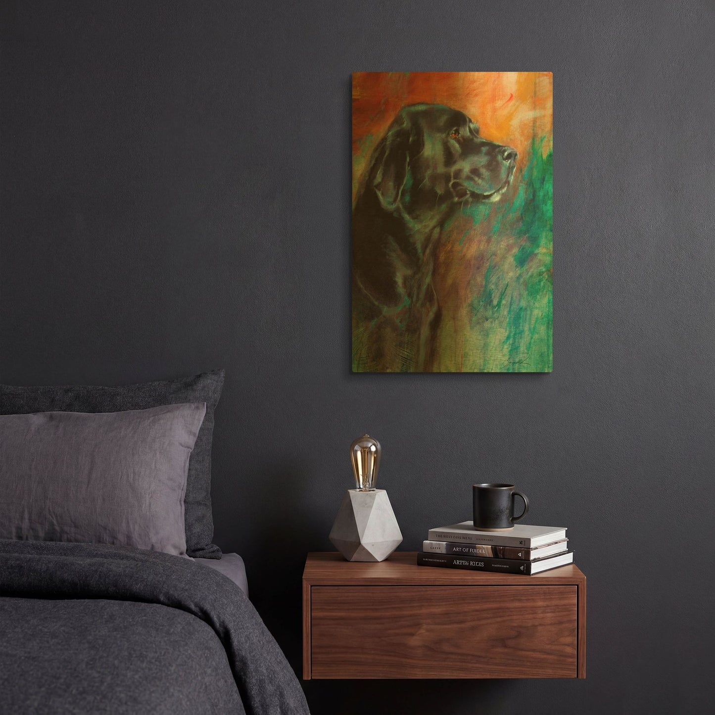 'Rainbow Retriever' By Robert Campbell Gold Metal Wall Art