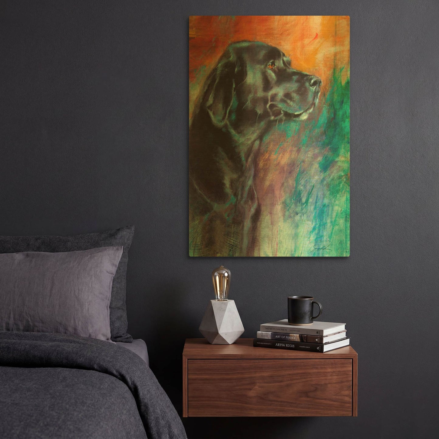 'Rainbow Retriever' By Robert Campbell Gold Metal Wall Art