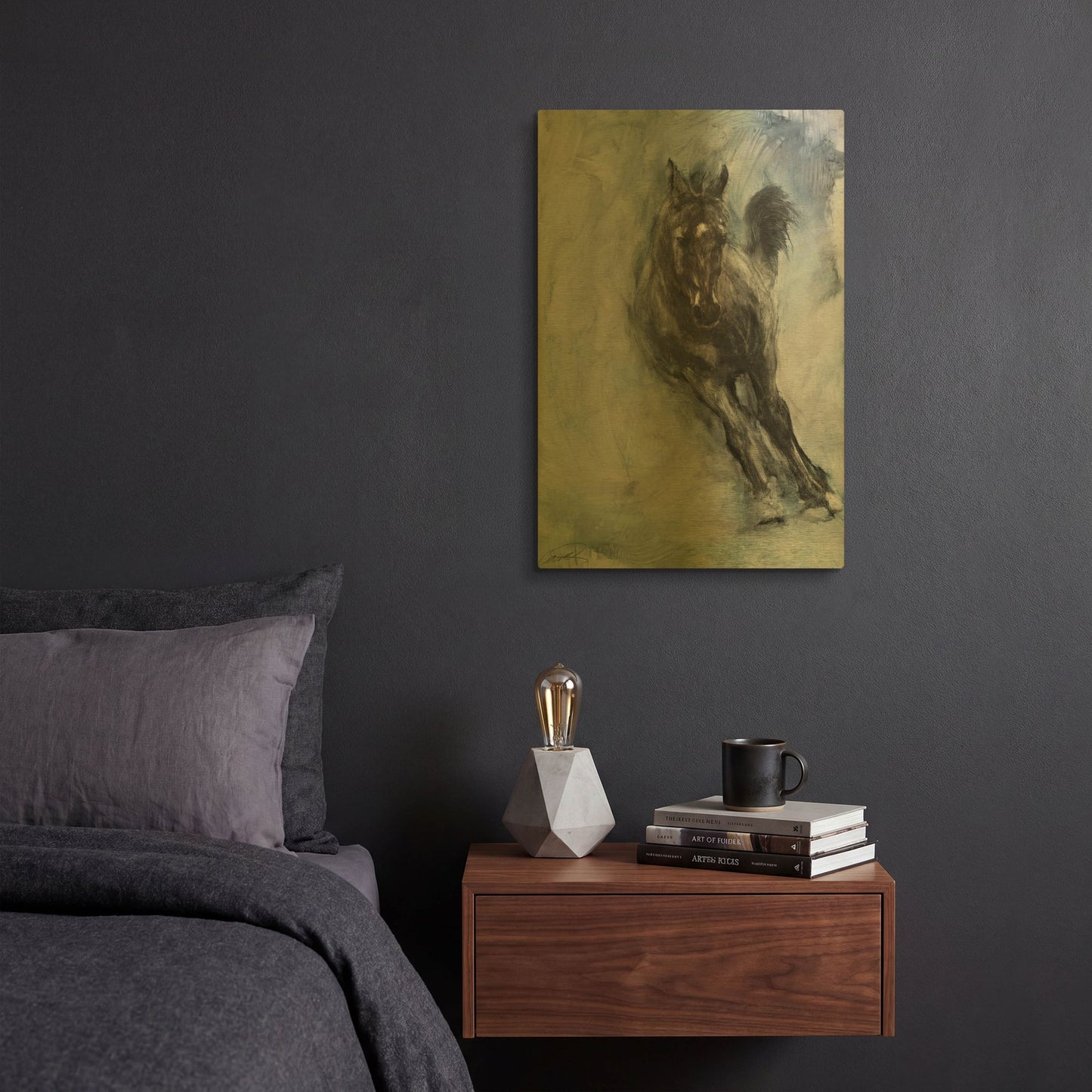 'Horse Frolicking' By Robert Campbell Gold Metal Wall Art