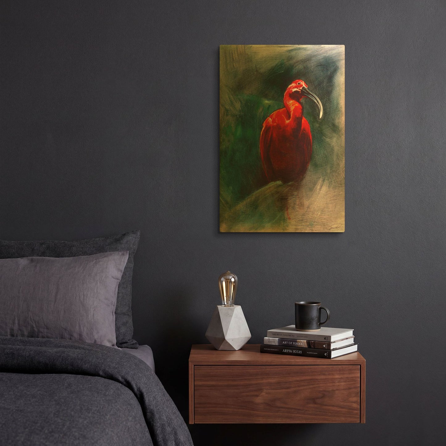 'Scarlet Ibis' By Robert Campbell Gold Metal Wall Art