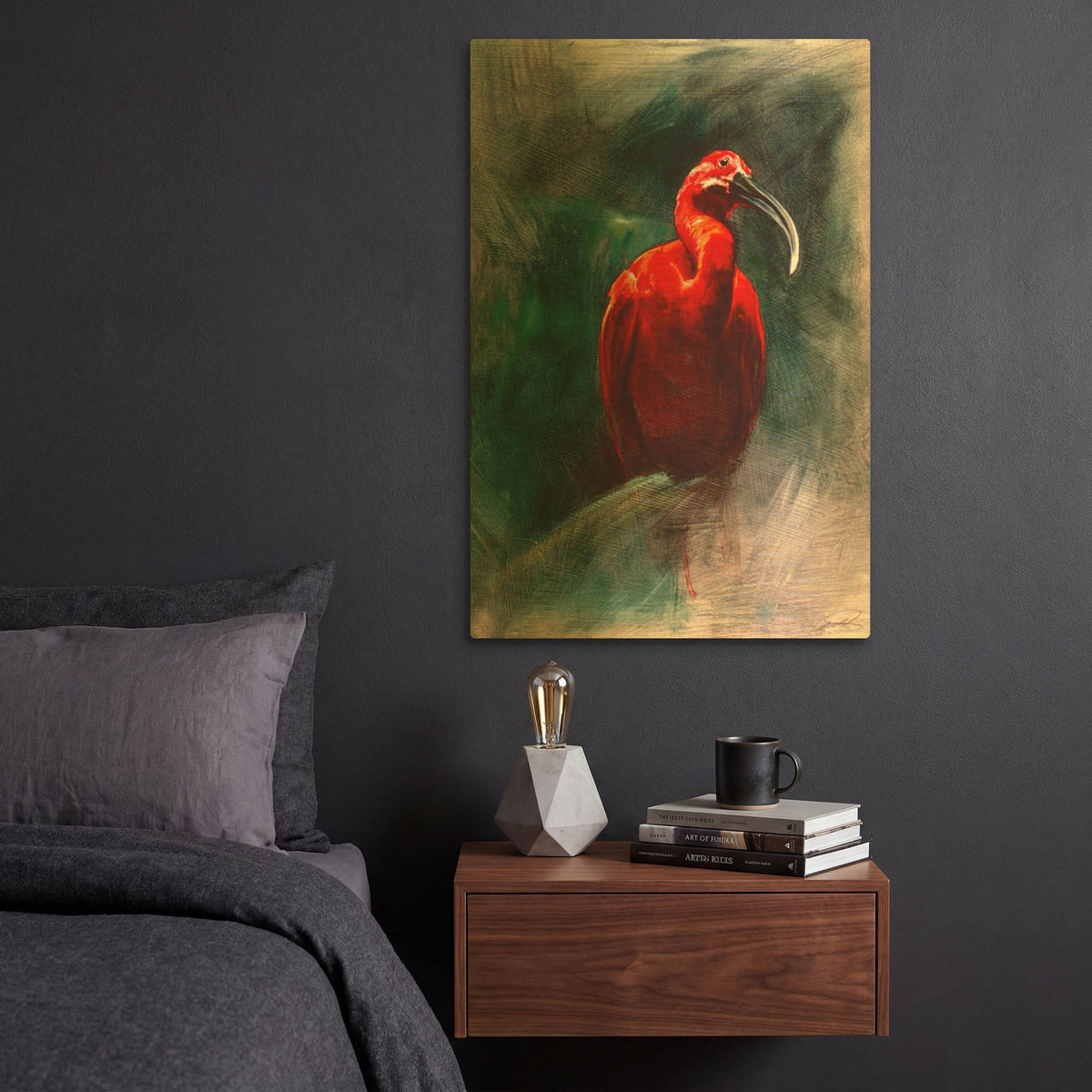 'Scarlet Ibis' By Robert Campbell Gold Metal Wall Art