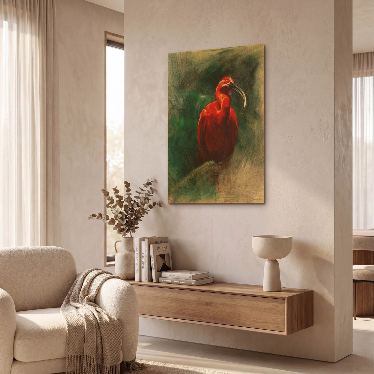 'Scarlet Ibis' By Robert Campbell Gold Metal Wall Art