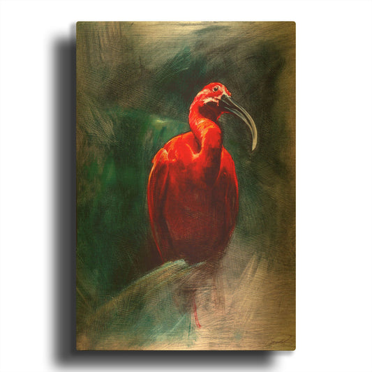 'Scarlet Ibis' By Robert Campbell Gold Metal Wall Art