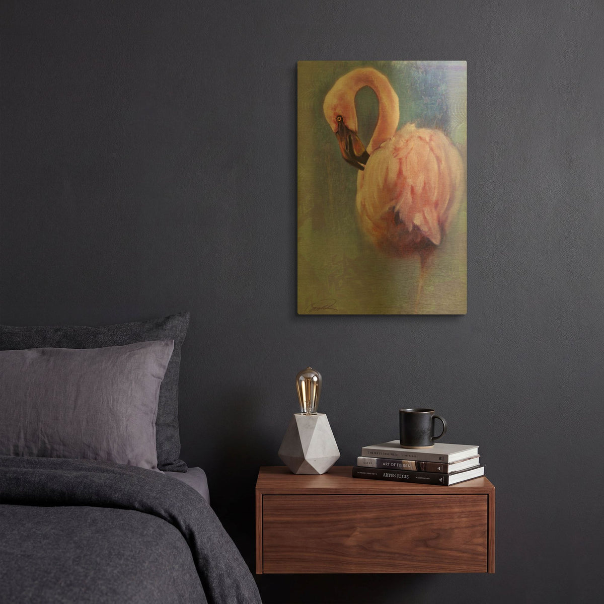 'Pretty in Pink Flamingo' By Robert Campbell Gold Metal Wall Art