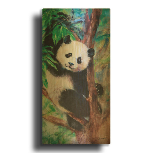 'Panda Playtime' By Robert Campbell Gold Metal Wall Art