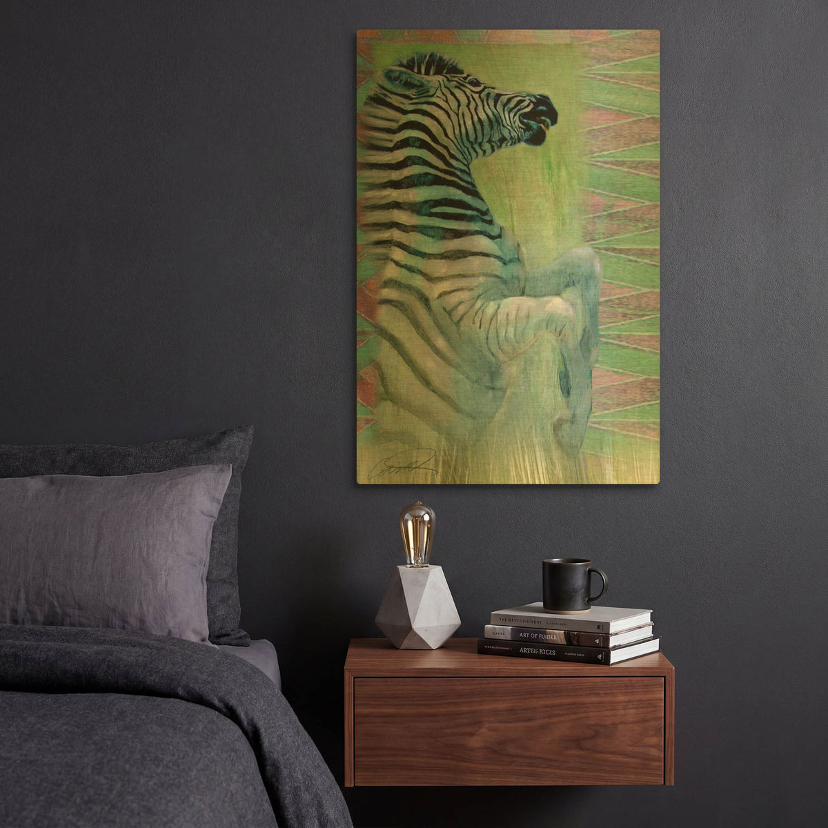 'Zebra Zest' By Robert Campbell Gold Metal Wall Art