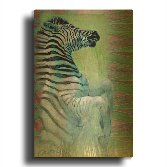 'Zebra Zest' By Robert Campbell Gold Metal Wall Art