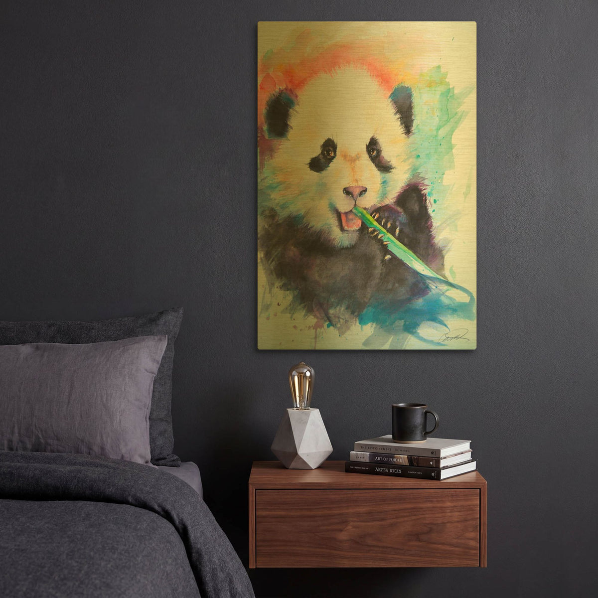 'Panda Party' By Robert Campbell Gold Metal Wall Art