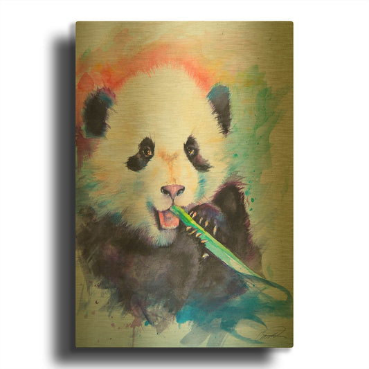'Panda Party' By Robert Campbell Gold Metal Wall Art