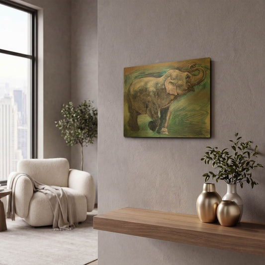 'Elephant Jubilee' By Robert Campbell Gold Metal Wall Art