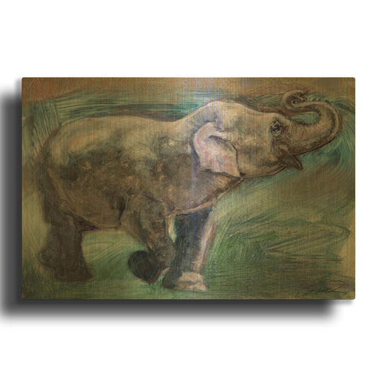 'Elephant Jubilee' By Robert Campbell Gold Metal Wall Art